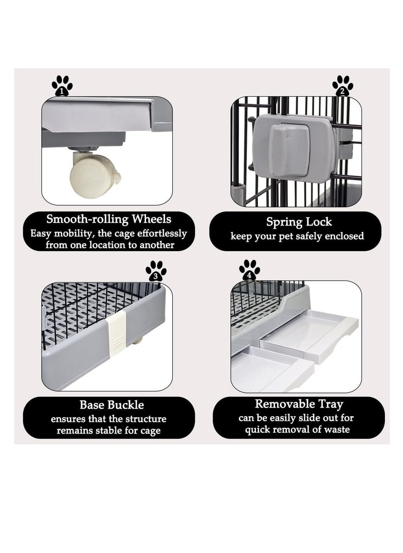 NNC PETS Multi-layer cat cage with Widened floors, Cozy Hammock and Step Ramp, 102 cm Indoor cat playhouse with Removable tray, Lockable wheels and Space-saving cat cage, Easy to assemble (Black)  - Image 4