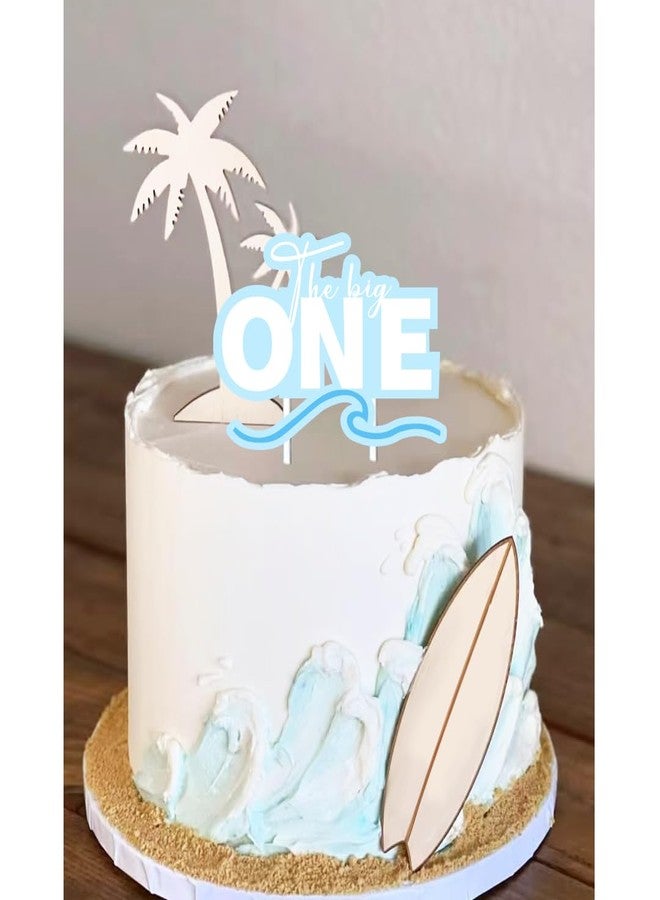 DiDida Surf Cake Topper The Big One Cake Topper with Shells Wooden Coconut Tree and Surfboard - Image 4