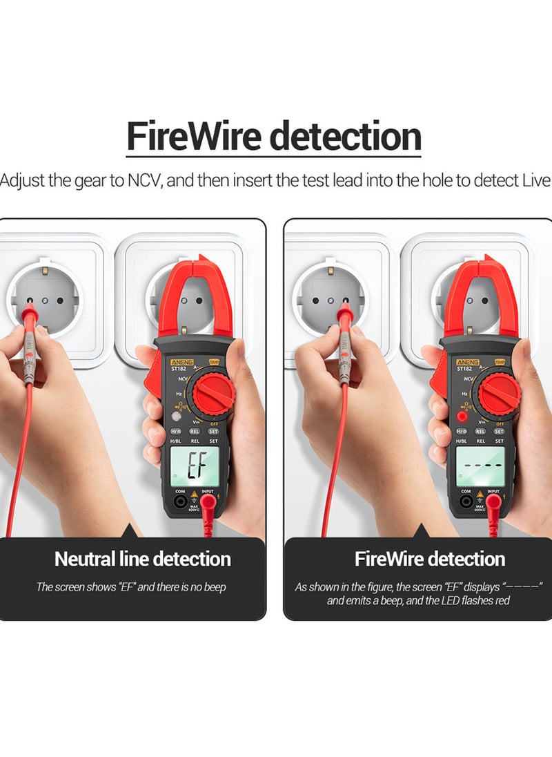 ANENG ST182 pro 4000 Counts Digital AC Current Clamp Meter 400A Automatic Range Multimeter with Backlight Voltage Meter Clamp Gauge NCV Test Clamp Ammeter Universal Meter Tester Measuring Temperature