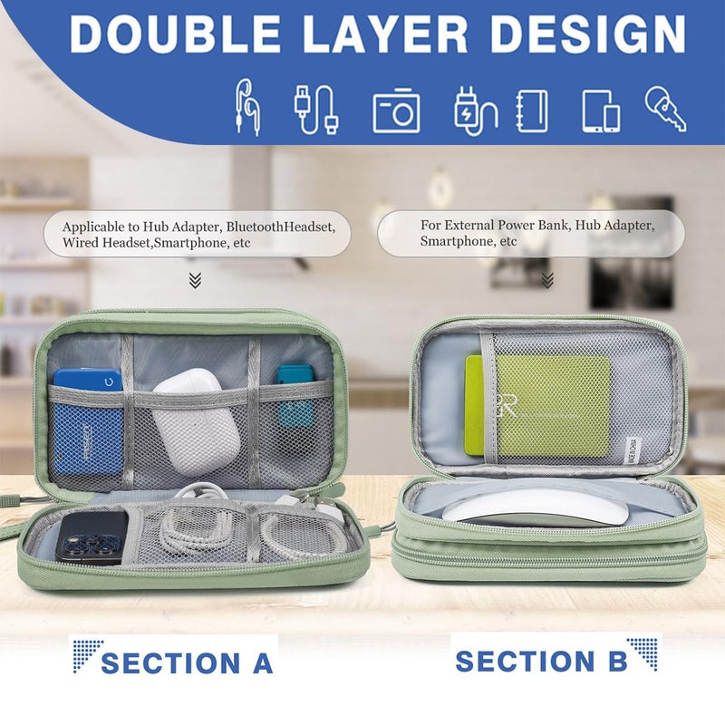 CAAORDKSO Cord Organizer Travrel Bag, Electronic Organizer Travel Case, Water Resistant Cable Organizer Pouch for Cable, Cord, USB, Charger, Phone, Power Bank, Earphone (Mint Green, Medium) - Image 5