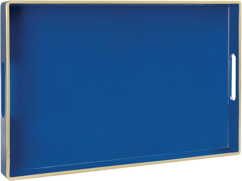 MAONAME Decorative Tray for Coffee Table, Modern Serving Tray with Handles, Plastic Rectangular Tea Tray for Ottoman, Bathroom Decor, 15.75” X 10.2” - Image 1
