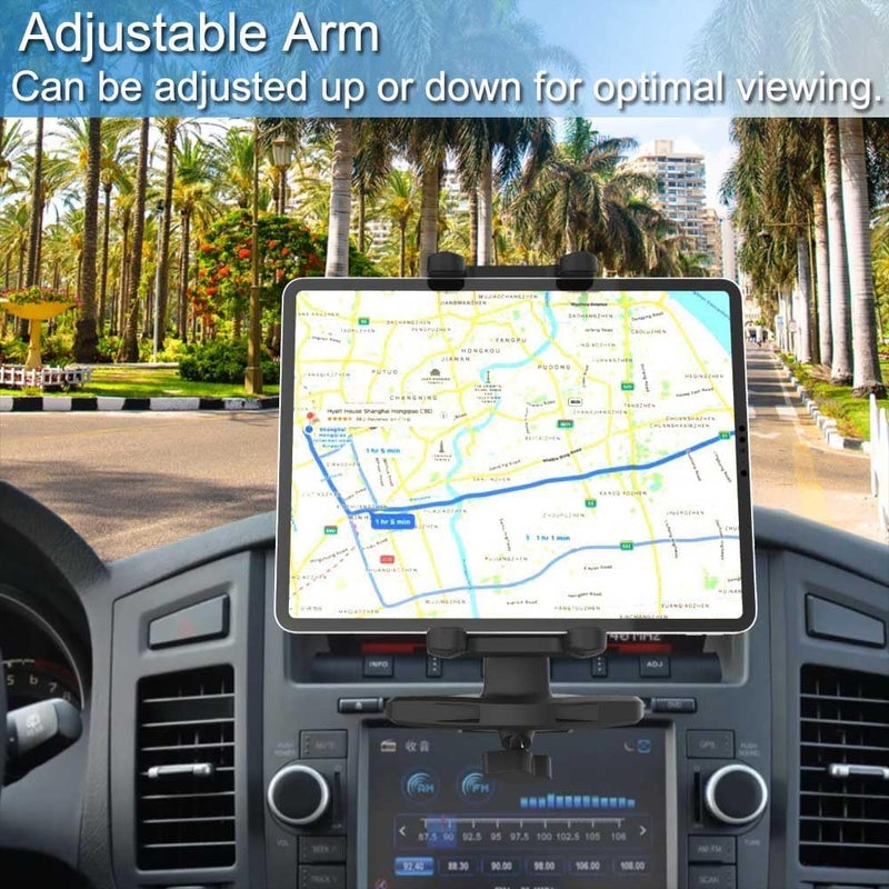 Cuxwill Car Mount CD Slot Tablet Holder for 4-13" iPad & Phone - 360° Adjustable Arm - Image 2