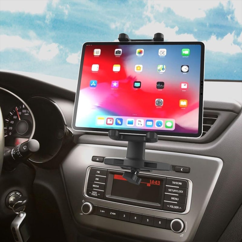 Cuxwill Car Mount CD Slot Tablet Holder for 4-13" iPad & Phone - 360° Adjustable Arm - Image 1
