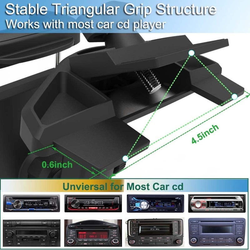 Cuxwill Car Mount CD Slot Tablet Holder for 4-13" iPad & Phone - 360° Adjustable Arm - Image 4