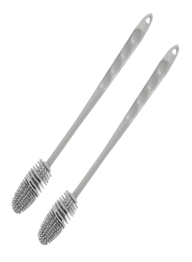 Dcozi Bottle Cleaning Brush Silicone Long Handle for Baby Bottle, Water Bottle, Containers, Vase and Glass, Bottle Cleaner for Home and Kitchen Accessories Item Products 31CM (Pack of 2) - Image 1