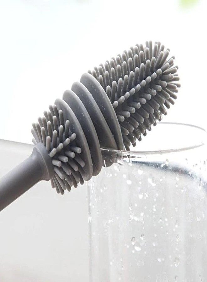 Dcozi Bottle Cleaning Brush Silicone Long Handle for Baby Bottle, Water Bottle, Containers, Vase and Glass, Bottle Cleaner for Home and Kitchen Accessories Item Products 31CM (Pack of 2) - Image 3