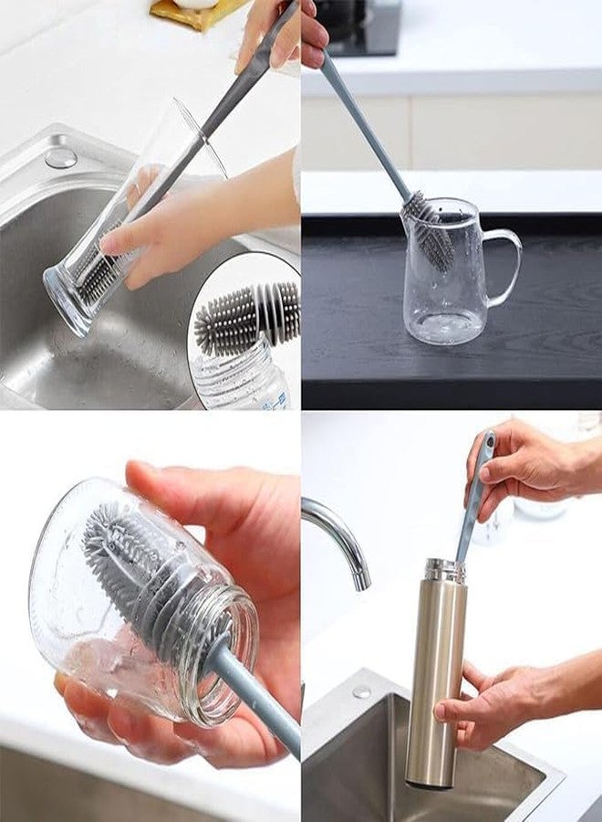 Dcozi Bottle Cleaning Brush Silicone Long Handle for Baby Bottle, Water Bottle, Containers, Vase and Glass, Bottle Cleaner for Home and Kitchen Accessories Item Products 31CM (Pack of 2) - Image 4