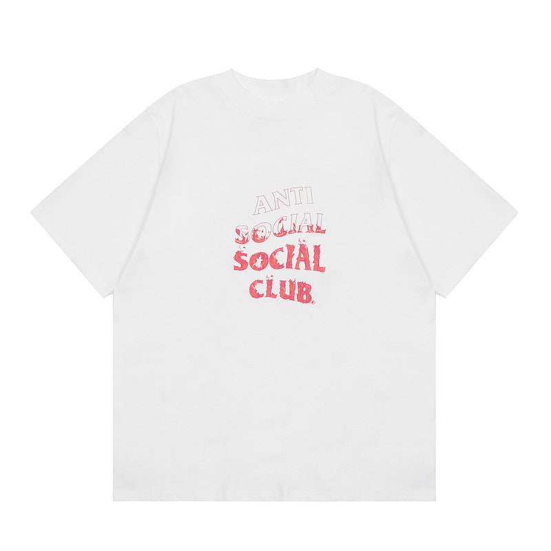 ANTI SOCIAL SOCIAL CLUB ASSC FLAME LETTERS PRINT LOOSE COUL NECK SHORT SLEEVE MEN T-SHIRT White  - Image 4