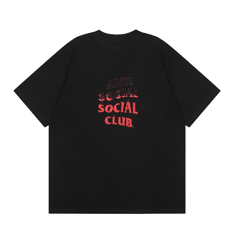 ANTI SOCIAL SOCIAL CLUB ASSC FLAME LETTERS PRINT LOOSE COUL NECK SHORT SLEEVE MEN T-SHIRT White  - Image 3