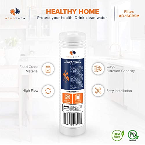 Aquaboon 5 Micron 10 x 2.5 Grooved Sediment Water Filter Replacement for Whole House Filter Cartridge Compatible with AP110, WHKF-GD05, CFS110, 6-Pack - Image 4