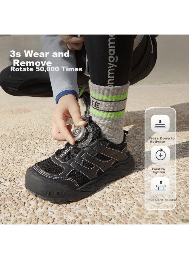 Taranis Kids Spring K Sports Shoes Boys Breathable Children's Balance Bike Shoes Soft Sole Running Shoes Black Size 33 - Image 1
