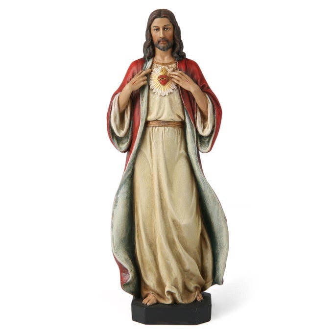 BC CATHOLIC SACRED HEART OF JESUS STATUE JESUS CHRIST FIGURE RELIGIOUS GIFTS INSPIRATIONAL INDOOR HOME DECOR 6 INCHES H HAND PAINTED BY BUILDCLASSIC