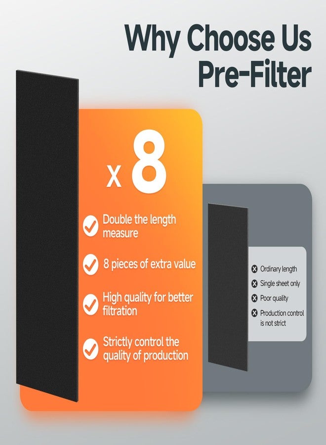 Harebery 4 Pack Replacement Filter H + 8 Pack Carbon Pre Filter B Compatible with Honeywell HPA050 HPA150 HPA060 HPA160 HHT055 HHT155 Air Cleaner Purifier, Part# HRF-H1 HRF-H2 HRF-B1 - Image 4
