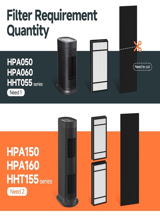 Harebery 4 Pack Replacement Filter H + 8 Pack Carbon Pre Filter B Compatible with Honeywell HPA050 HPA150 HPA060 HPA160 HHT055 HHT155 Air Cleaner Purifier, Part# HRF-H1 HRF-H2 HRF-B1 - Image 5