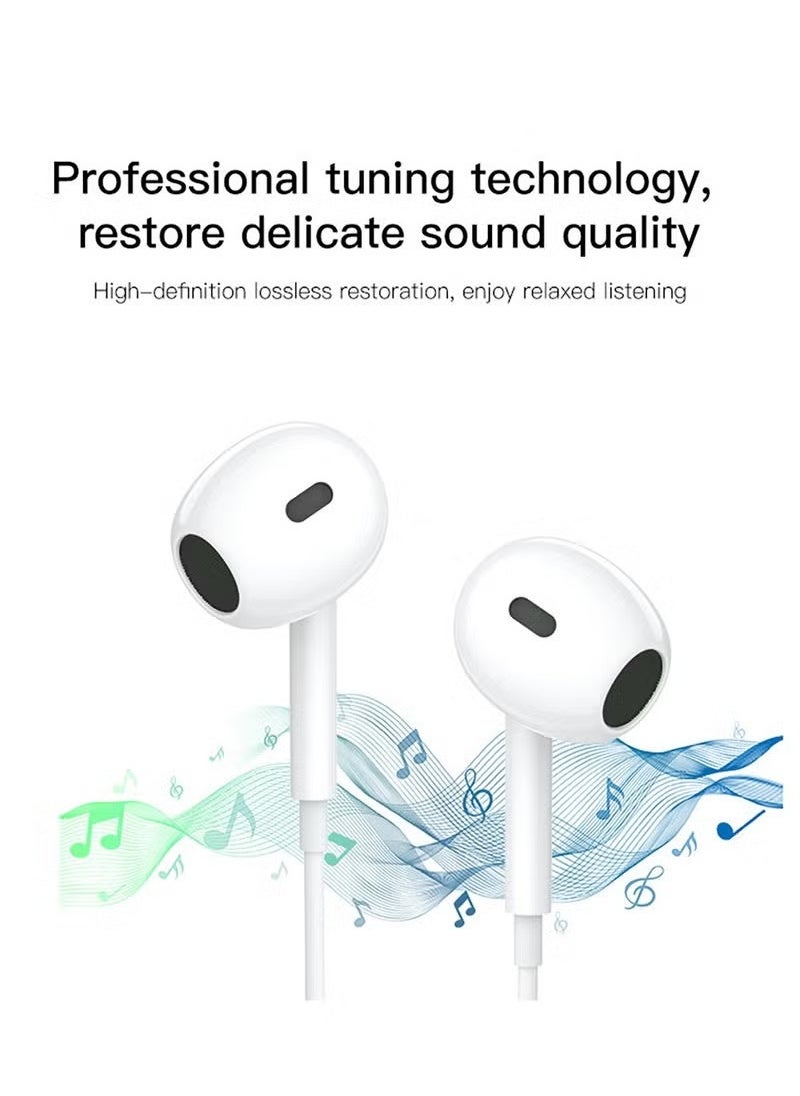 Yesido YH38 Type‑C Wired Earphones with Microphone – High‑Quality Stereo Sound Headset for USB‑C Smartphones, In‑Line Remote Controls for Music & Calls, Noise‑Isolating Earbuds with Durable Tangle‑Free Cable – White  - Image 5