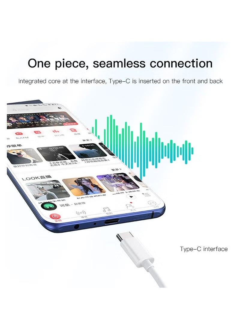 Yesido YH38 Type‑C Wired Earphones with Microphone – High‑Quality Stereo Sound Headset for USB‑C Smartphones, In‑Line Remote Controls for Music & Calls, Noise‑Isolating Earbuds with Durable Tangle‑Free Cable – White  - Image 2
