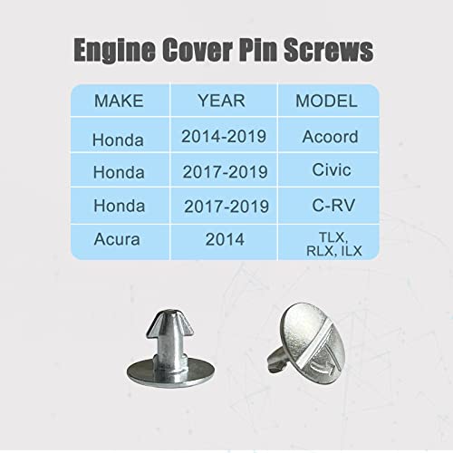 artapek Lower Engine Cover Pin Screws Splash Shield Hardware Bolts Compatible with Honda Accord Civic CR-V Acura TLX ILX RLX 90674-TY2-A01 - Image 2
