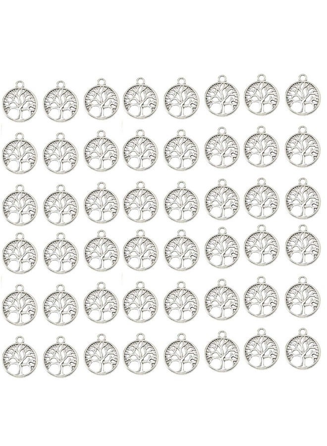 YYaaloa Pack Of 50 Tree Of Life Charms Jewelry Making Silver Charms Mixed Smooth Tibetan Silver Metal Charms Pendants Diy For Necklace Bracelet Jewelry Making And Crafting - Image 1