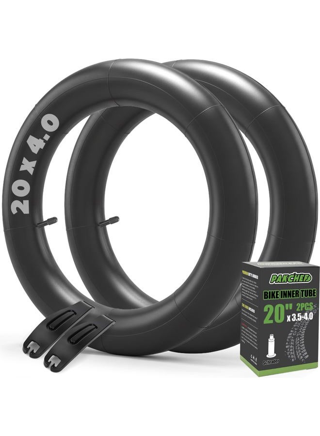 PAKCHEF 20 x 4.0 Fat Bike Tube Schrader Valve, Butyl Rubber Inner Tubes for Electric Bicycle & Mountain Bikes with 2 Tire Levers, Durable and Shock Absorbing(2-Pack) - Image 1