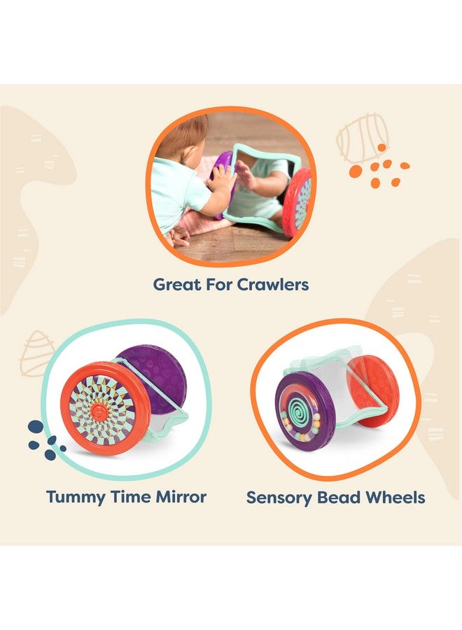 B. toys - Baby Toys Mirror with Rolling Sensory Wheels - Interactive Roly-Poly Mirror for Tummy Time & Crawling - Early Learning for Infant Development - 0+ Months - Image 5