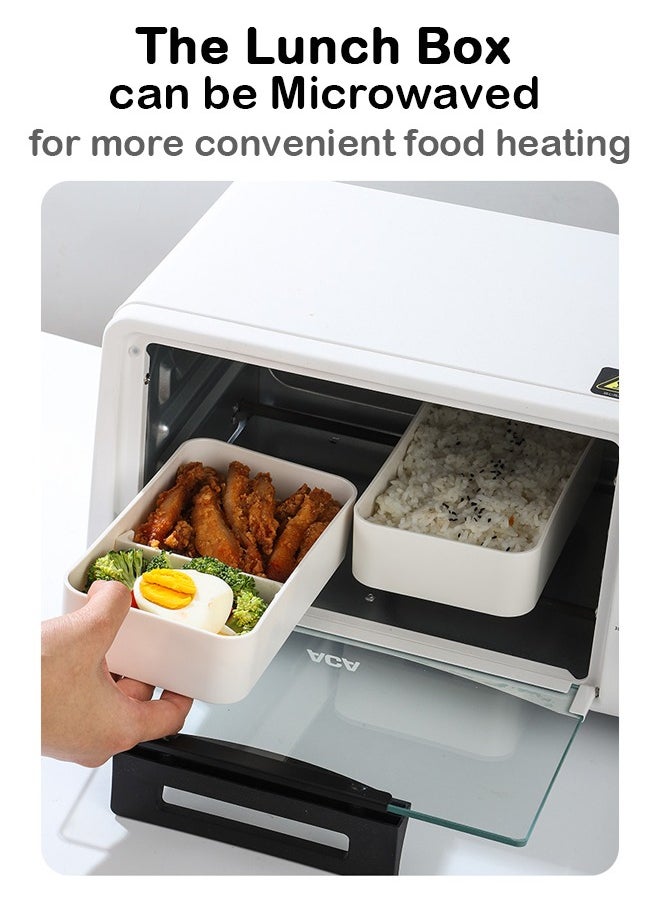 Dual-Layer Eco-Friendly Wheat Straw Lunch Box - Easy to Clean, Microwave Safe, Lightweight and Portable