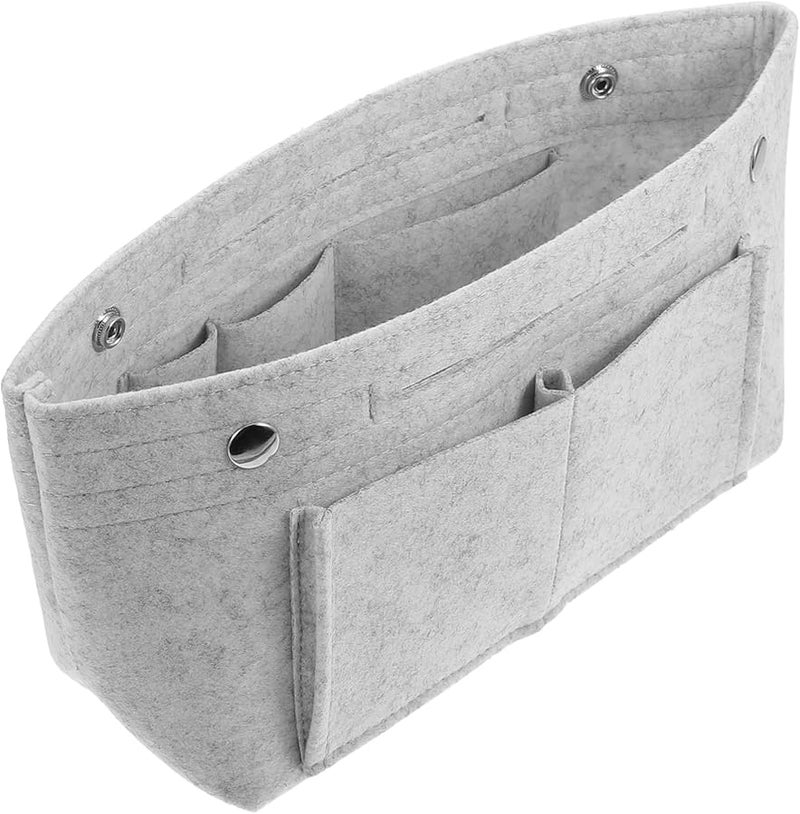 Grey Large Travel Cosmetic Bag Multi Pocket Felt Liner For Makeup Storage - Image 1