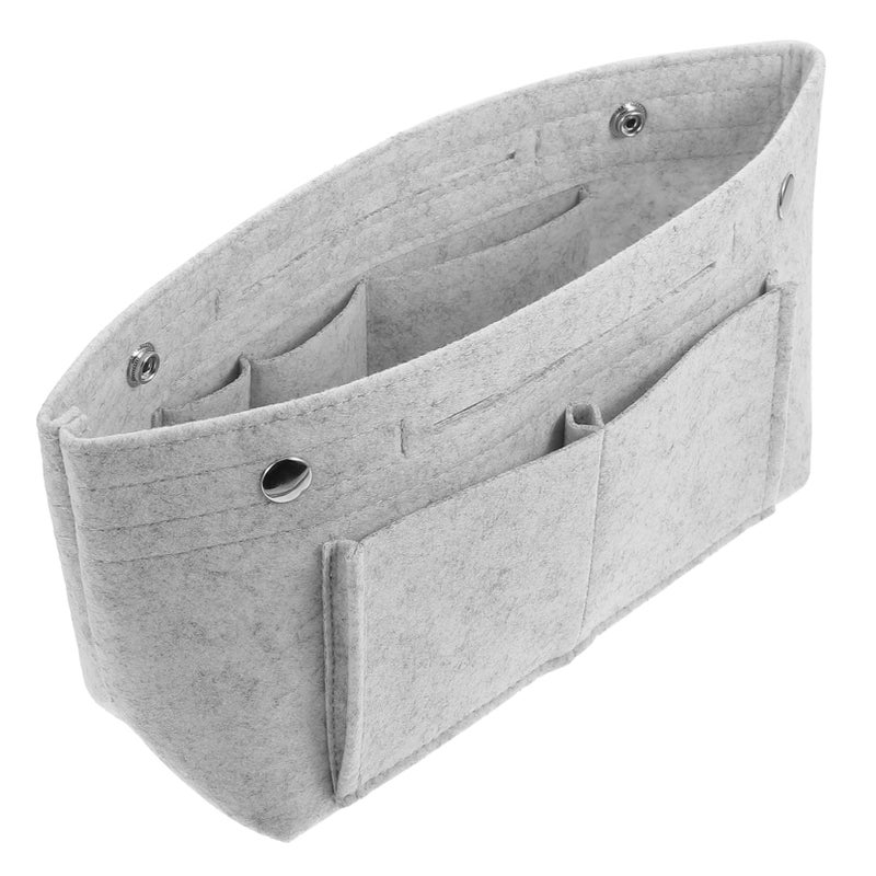 Grey Large Travel Cosmetic Bag Multi Pocket Felt Liner For Makeup Storage - Image 2