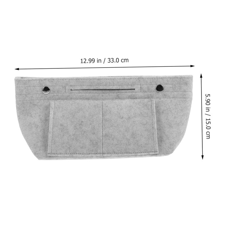Grey Large Travel Cosmetic Bag Multi Pocket Felt Liner For Makeup Storage - Image 4