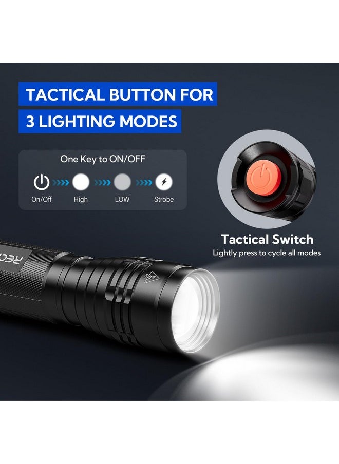 Rechoo RECHOO S2000 LED Flashlight High Lumens, Super Bright, Powerful, Mid-Size Tactical Flashlight with 3 Modes, Zoomable, Water Resistant Flashlights for Home, Emergencies, Camping, Outdoor Use  - Image 1