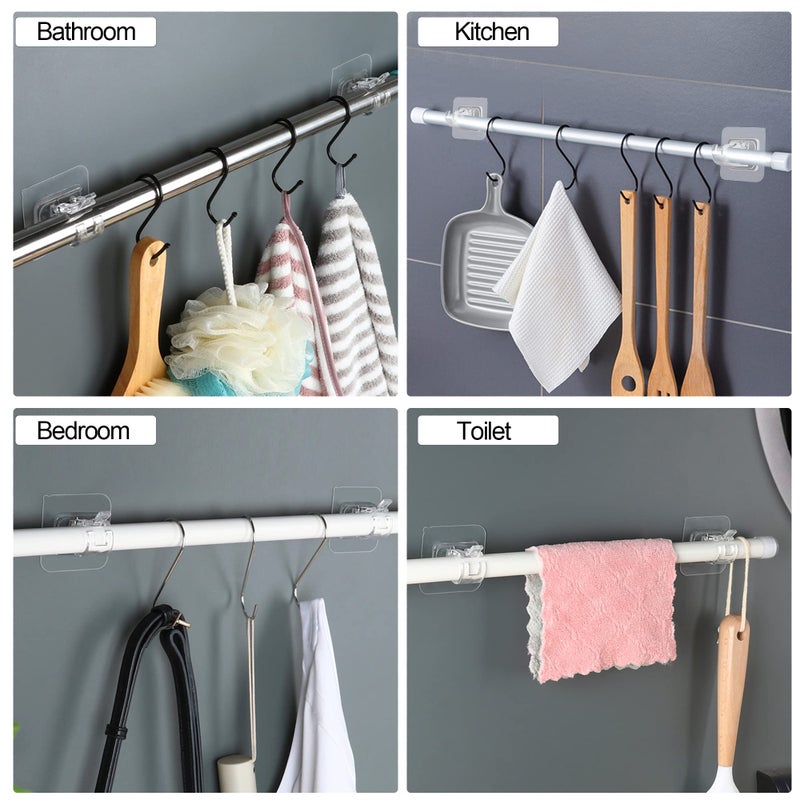 Codoule Self Adhesive No Drill Adjustable Curtain Rod Holder Hooks Brackets, Nail Free, No Drilling Hangers for Bathroom, Kitchen, Home, Bathroom and Hotel, Transparent, 8PCS - Image 4