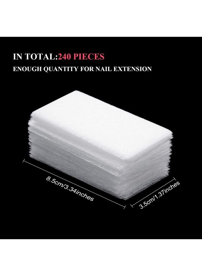 Blulu 240 Pieces Nail Extension Silk Fiberglass Nail Wrap Non Woven Fiber Gel Nail Care Tool for Women DIY Nail Art Extension Accessories - Image 2