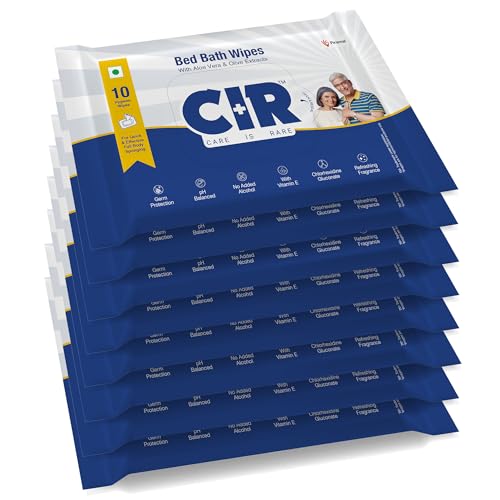 CIR مناديل CIR Soft Body Cleansing Wet Bed Bath للمسنين | إسفنج الجسم | حجم إضافي كبير، 10 مناديل/عبوة (عبوة من 8)، 80 مناديل، أبيض، مقاس واحد - Image 1