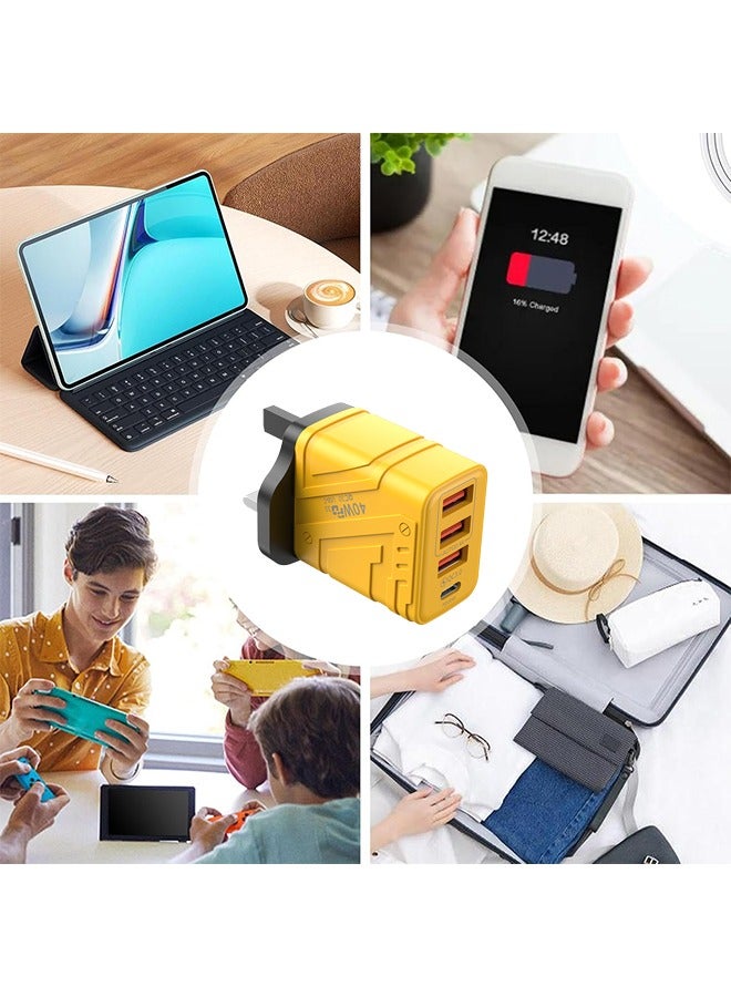 أورجنيزر الشحن السريع كتلة دائمة PD40W شاحن الهاتف المحمول متعدد المنافذ المحمولة الميكانيكية الناقل التسلسلي العام qc3.0 التوصيل الجدار الشحن السريع 4-port محول ، ومناسبة للهواتف النقالة ، وأقراص الكمبيوتر - Image 5