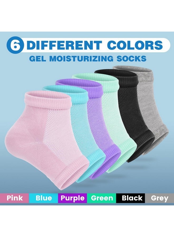 TEAWOO 6 Pairs Moisturizing Heel Socks For Cracked Heel Treatment, Foot Care Toeless Socks To Soften And Hydrate Dry Cracked Feet Heels, Cracked Heel Repair Socks, Gel Socks For Dry Cracked Feet - Image 3