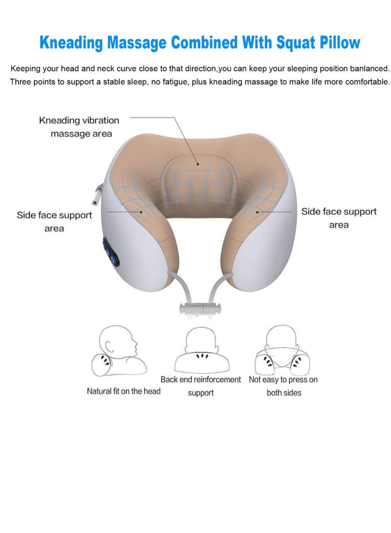 ELTRAZONE Travel Pillows For Sleeping Airplane, Portable Electric Neck Massager Soft Comfortable Breathable U-Shaped Memory Foam Massage Neck Pillow For Car Home And Office - Image 4