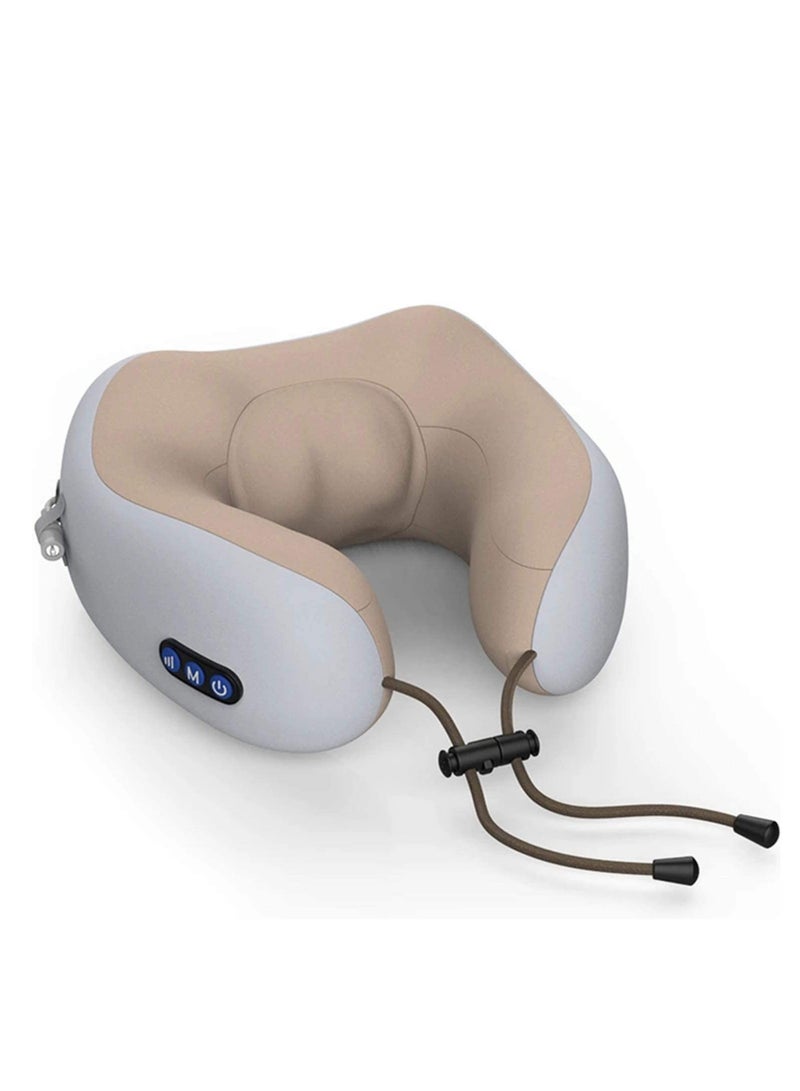 ELTRAZONE Travel Pillows For Sleeping Airplane, Portable Electric Neck Massager Soft Comfortable Breathable U-Shaped Memory Foam Massage Neck Pillow For Car Home And Office - Image 1