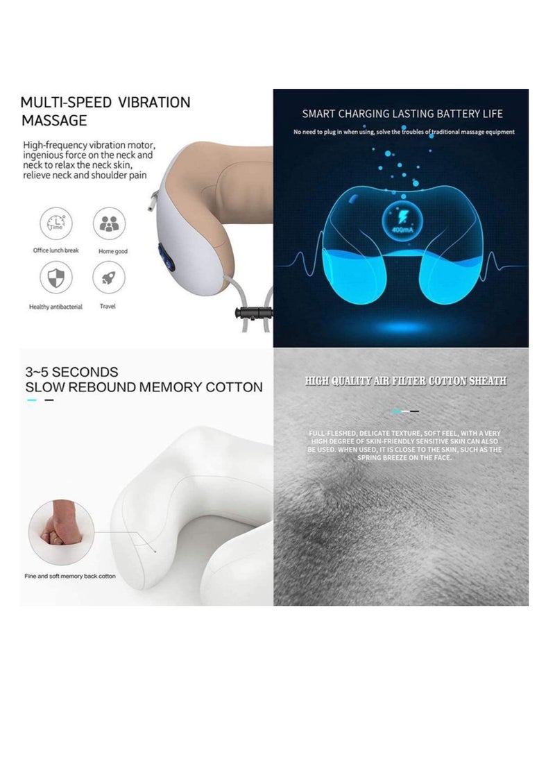 ELTRAZONE Travel Pillows For Sleeping Airplane, Portable Electric Neck Massager Soft Comfortable Breathable U-Shaped Memory Foam Massage Neck Pillow For Car Home And Office - Image 5