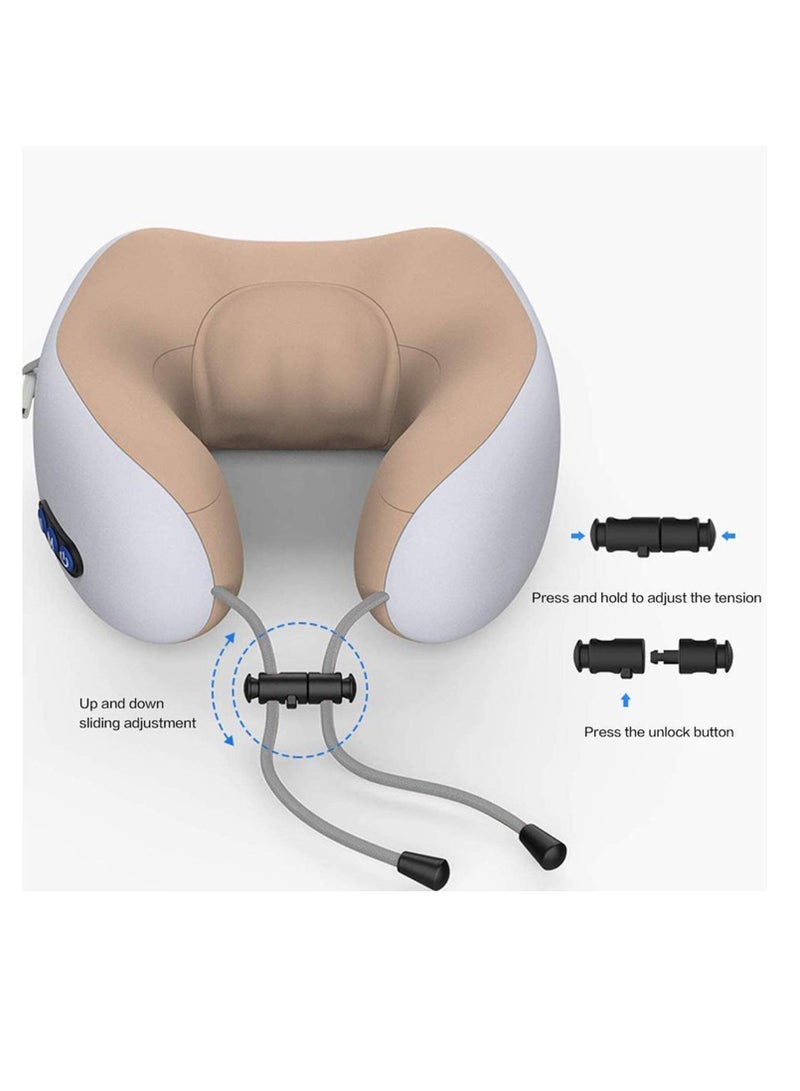 ELTRAZONE Travel Pillows For Sleeping Airplane, Portable Electric Neck Massager Soft Comfortable Breathable U-Shaped Memory Foam Massage Neck Pillow For Car Home And Office - Image 3