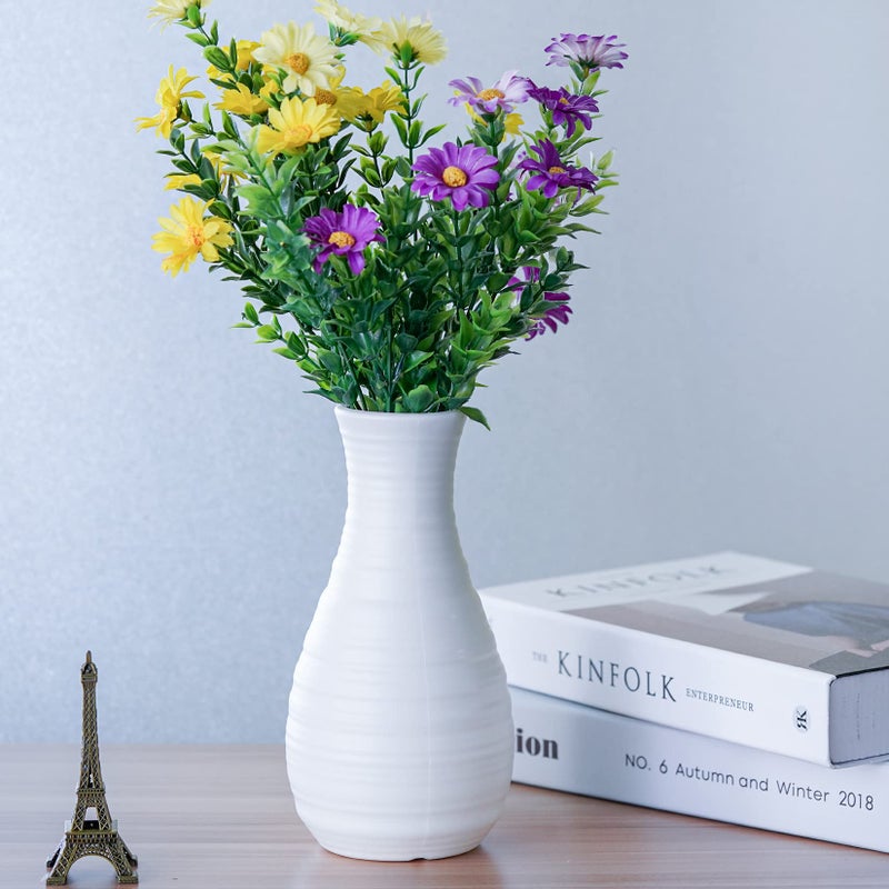 yeabwps 2 Pack Composite Plastics Flower Vase, Unbreakable Ceramic Look Vase for Home Decor Centerpieces, Arranging Bouquets (White) - Image 3