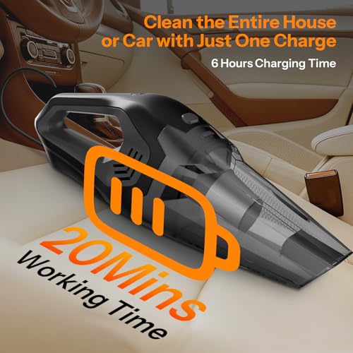 UN1QUE Cordless Vacuum Cleaner for Car Use | Home Use, 8000Pa Suction Portable Rechargeable Car Vacuum Cleaner 2 in 1 with Steel Mesh Filter, 650ML Dustbin, 4 Nozzles, USB Rechargeable (Grey) - Image 5