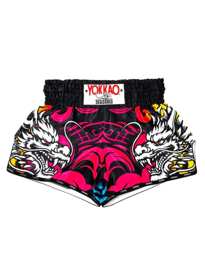YOKKAO DRAGON MUAY THAI SHORTS PINK/BLUE - Image 1