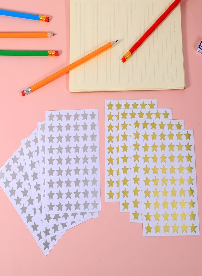 Zyghjort 2160PCS Silver Gold Star Stickers, 40 Sheets Gold Star Stickers for Kids Reward 1.3cm/0.5 Inch Small Stars Sticker Mini Incentive Stars Sticker for Kid School Reward Crafts Decoration(Golds, Silver) - Image 2
