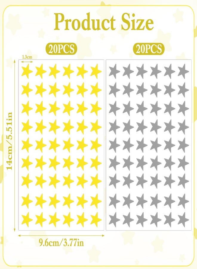 Zyghjort 2160PCS Silver Gold Star Stickers, 40 Sheets Gold Star Stickers for Kids Reward 1.3cm/0.5 Inch Small Stars Sticker Mini Incentive Stars Sticker for Kid School Reward Crafts Decoration(Golds, Silver) - Image 4