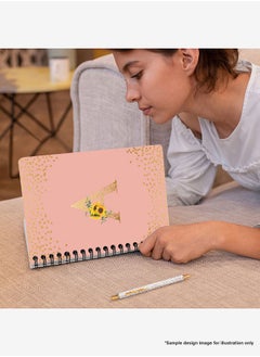 Stylizedd Designer A5 Spiral Notebook Memo Notepad Journal - Custom Monogram Initial Letter Mandala Floral Pattern Alphabet - Y - Rose Pink  - Image 2