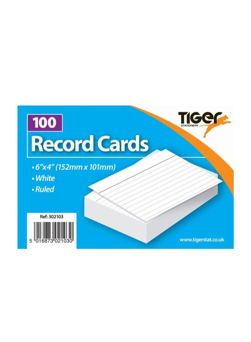 Tiger Stationary 100 Index Cards 6 x 4 - Image 1