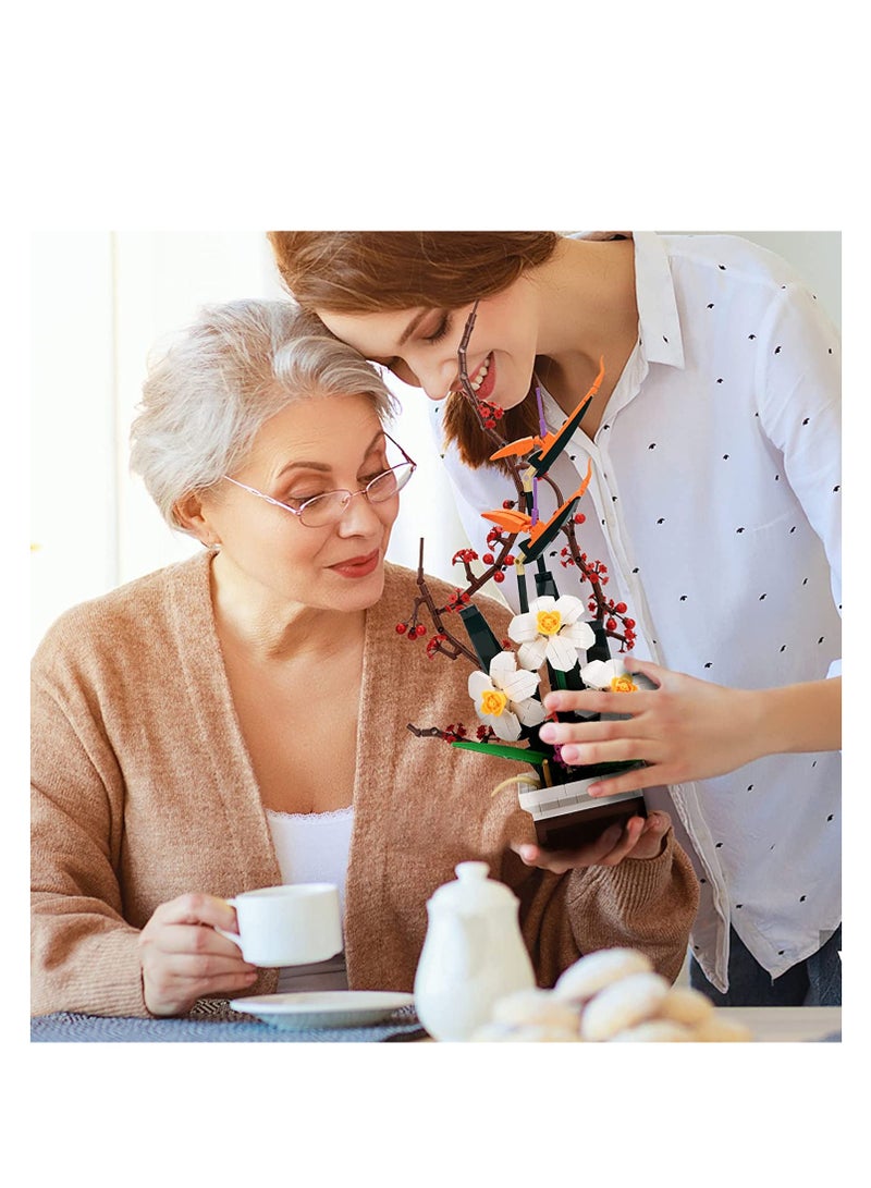 Zikra Flowers Botanical Collection Building Sets for Adults Bonsai Plants Artificial Flower Building Kits Home Office Decor Display Creative Toy Gift for Girls Women(830 PCS) - Image 3