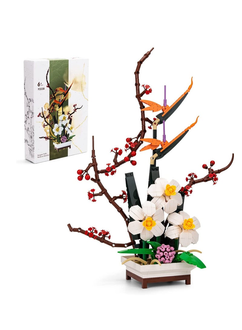 Zikra Flowers Botanical Collection Building Sets for Adults Bonsai Plants Artificial Flower Building Kits Home Office Decor Display Creative Toy Gift for Girls Women(830 PCS) - Image 1