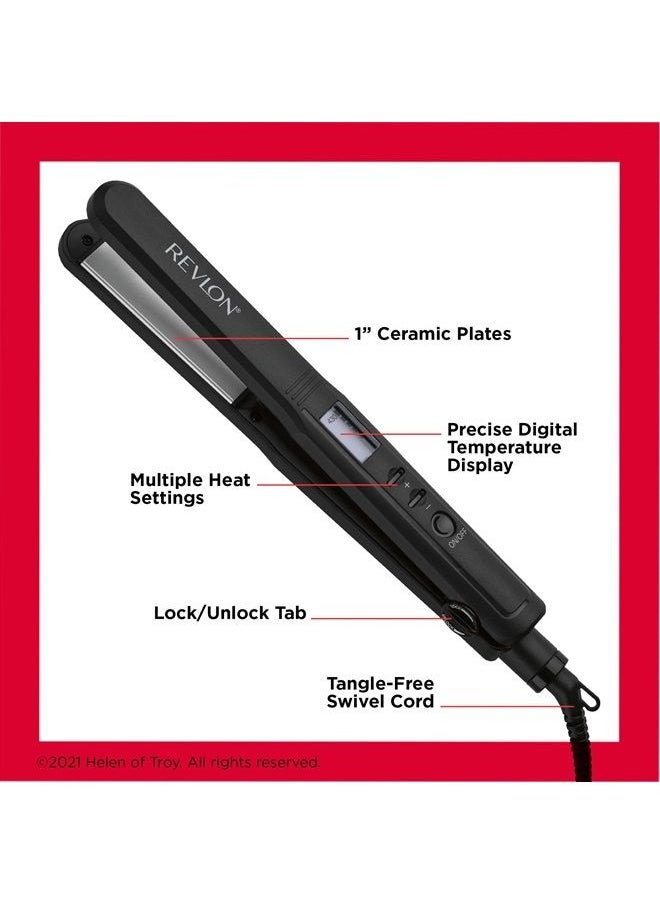 Revlon مكواة مسطحة رقمية سيراميك من بيرفيكت هيت، 1 بوصة  - Image 4
