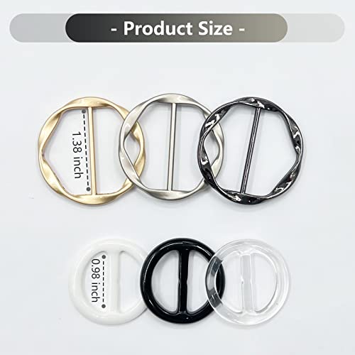 DHATMYC 6 PCS Scarf Ring and Slides for Scarves T Shirt Tie Clips for Women Shirt Waist Cincher Clips Tightener for Loose Tshirt Clothes Scarf Buckle - Image 3