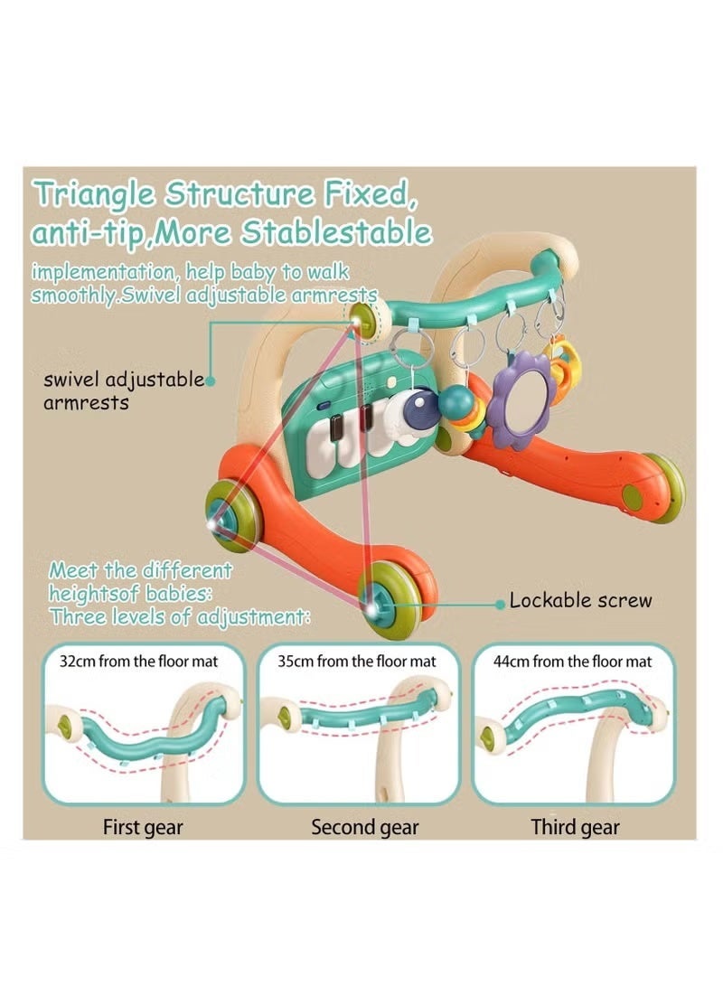 بساط لعب للأطفال مع مشاية 2 في 1، مركز أنشطة بيانو تفاعلي مع أضواء وموسيقى، بساط لوقت الاستلقاء على البطن وألعاب دفع للأطفال من عمر 0-6 أشهر و12-18 شهرًا، مشاية تعليمية للجلوس والوقوف، هدية مثالية للرضع والأطفال الصغار. - Image 3